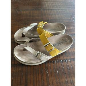 Mephisto happy sandals cork shoes 39 yellow tan 8 8.5